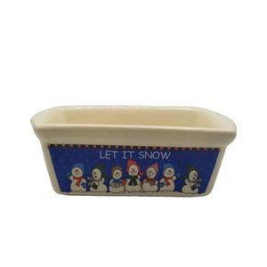 Holiday LET IT SNOW Snowmen Christmas Ceramic Mini Loaf Pan LTD Commodities
